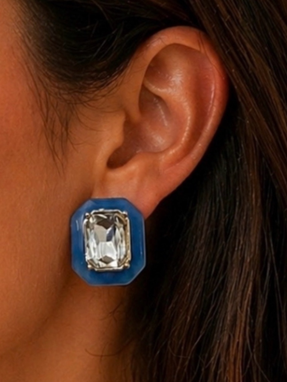 Plunder Design Jewelry Blue Acrylic & Crystal Stud Earrings